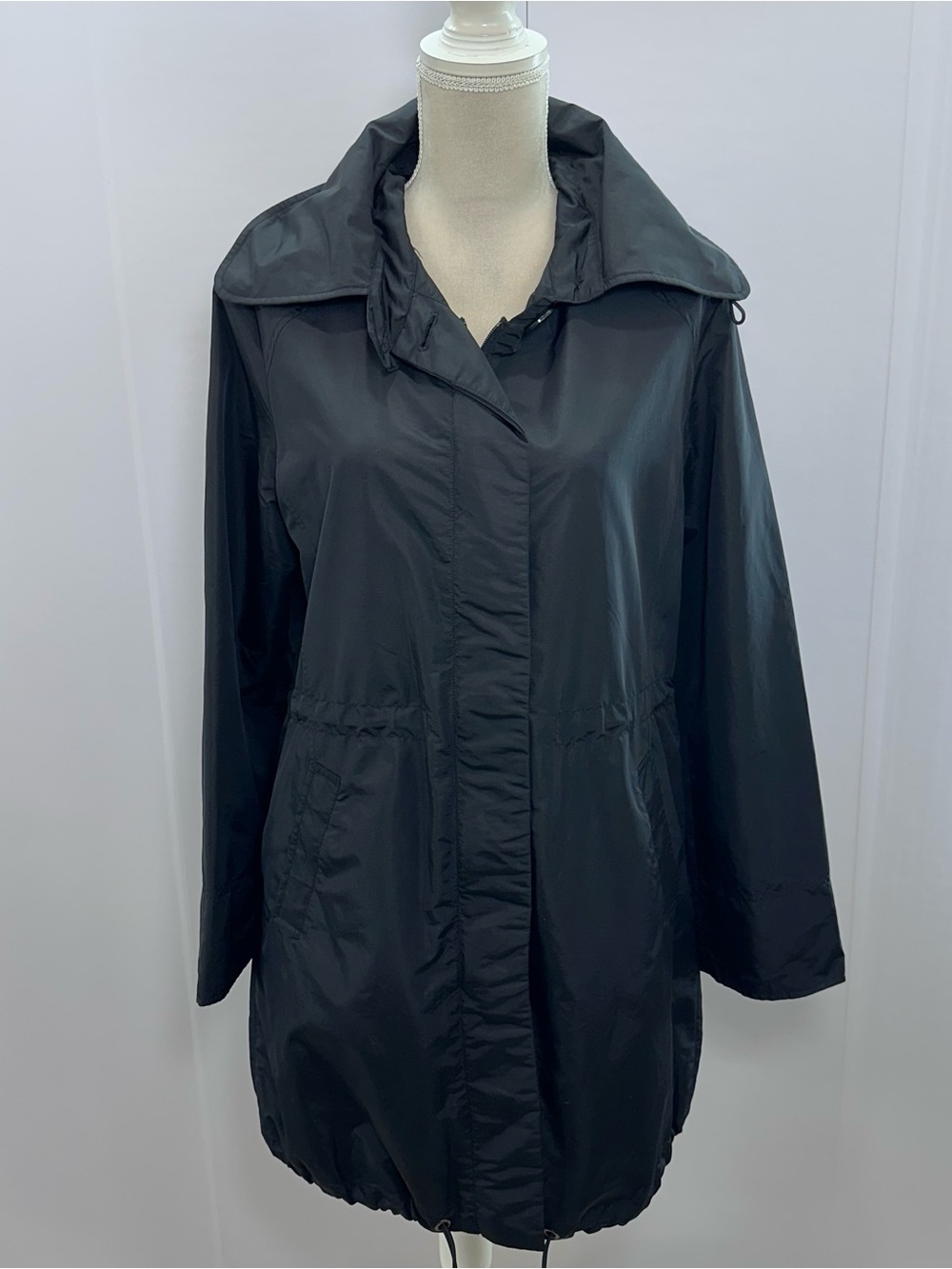 Weatherproof Black Hooded Rain Coat - Women's